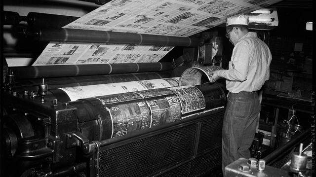 The Amon Carter Museum of Art exhibit, “Black Photojournalism,” will examine Black American life and will run from March 15 to July 5. A photo from Charles “Teenie” Harris (1908–1998) shows a Pittsburgh Courier press operator, possibly William Brown, printing newspapers, possibly for a Midwestern edition, 1954.